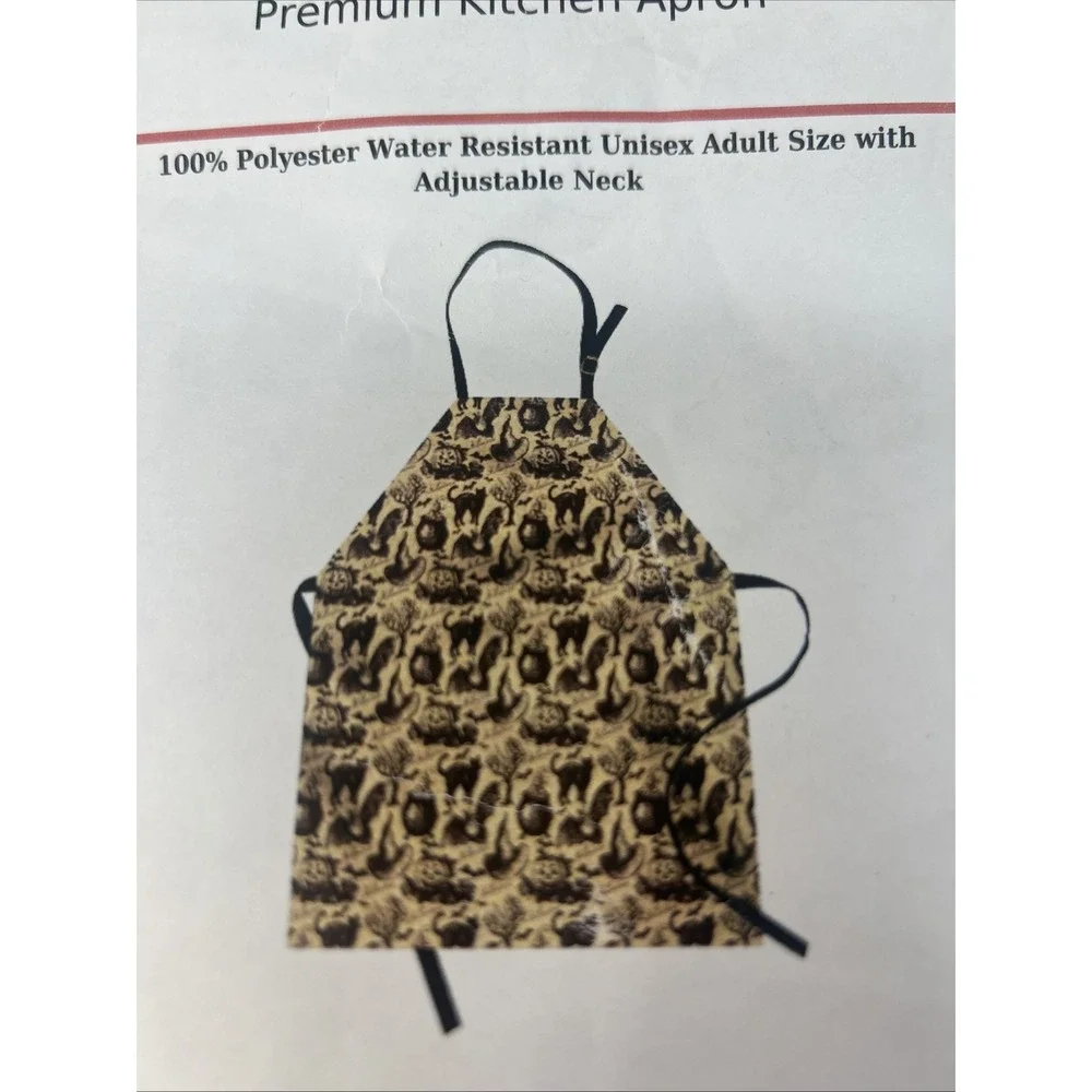 NEW Halloween Adult Apron Water Resistant Black Cats Cauldron Witch Hats